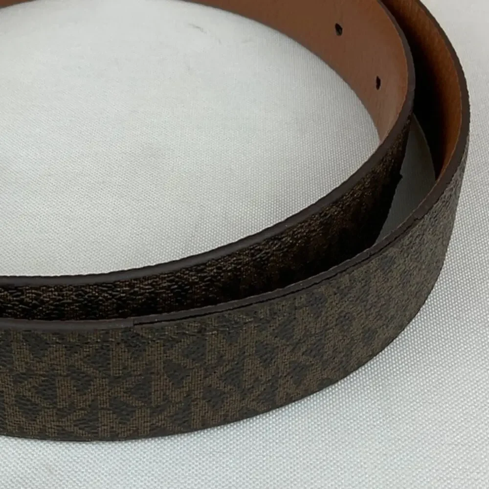 Michael Kors MK 558385 Women's Belt Brown Gold Hardware Reversible